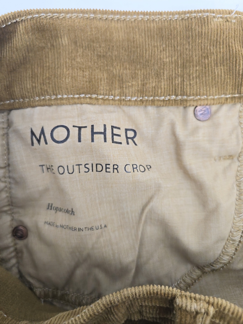 MOTHER Outsider Crop Corduroy Pants Hopscotch Brown - Picture 6 of 16